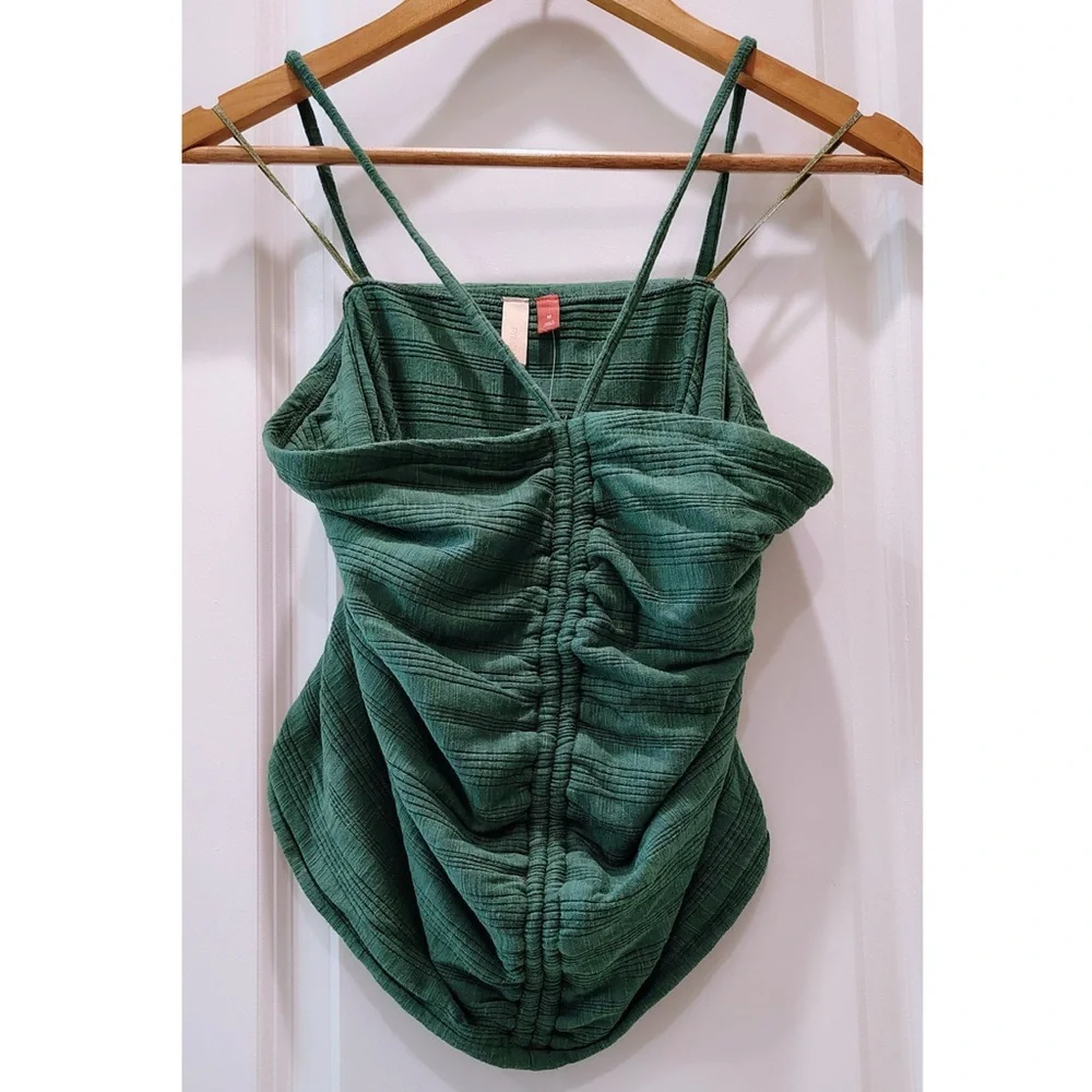 Anthropologie Pilcro Green Ruched Ribbed Halter Top NWT - Picture 3 of 7